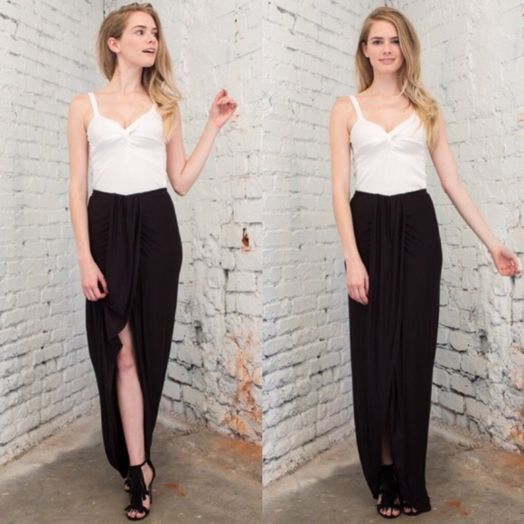 LAST ONE-LARGE!! Black Asymmetrical Maxi Skirt - Picture 2 of 4